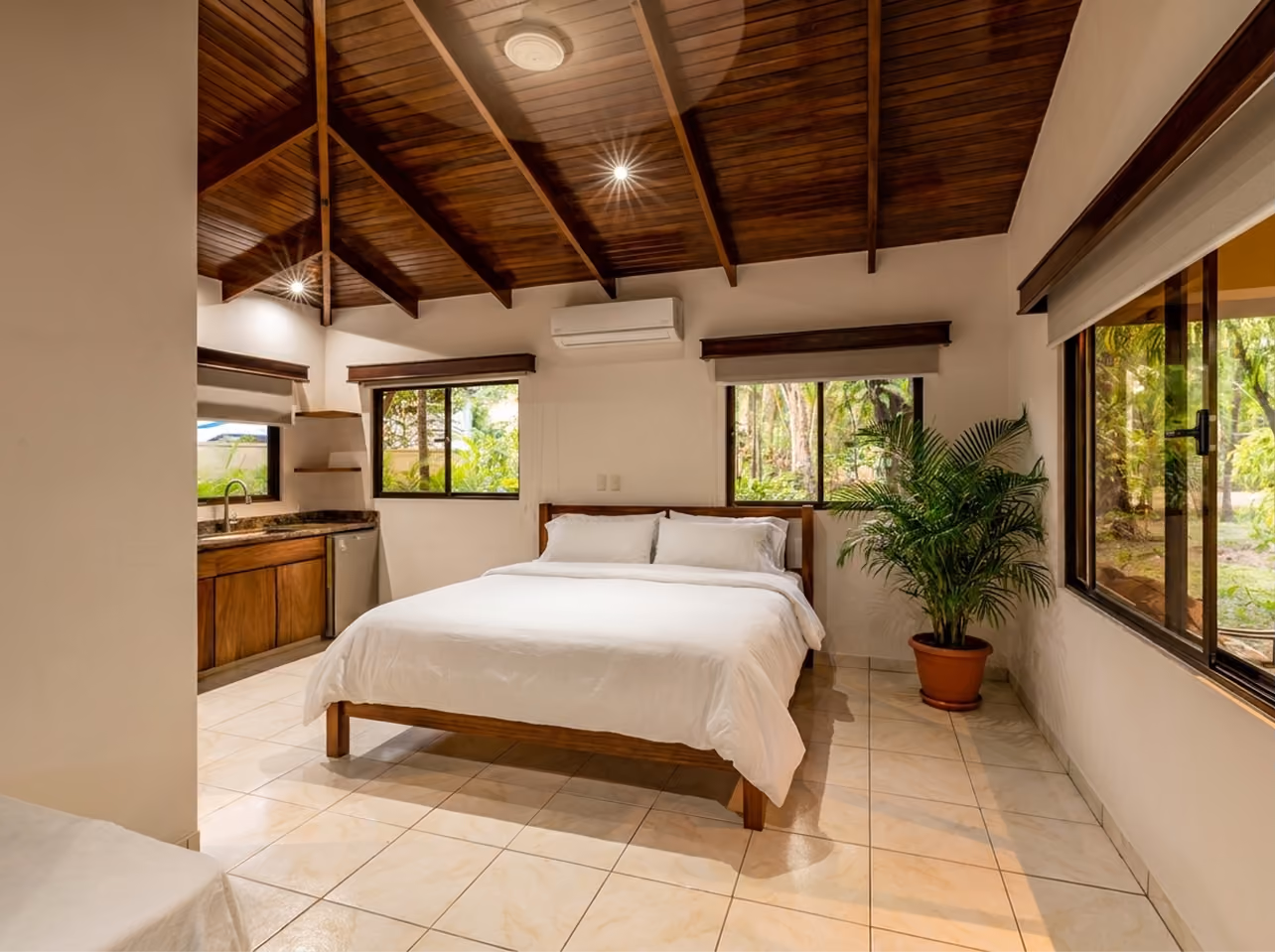 Guest room with tropical garden outlook