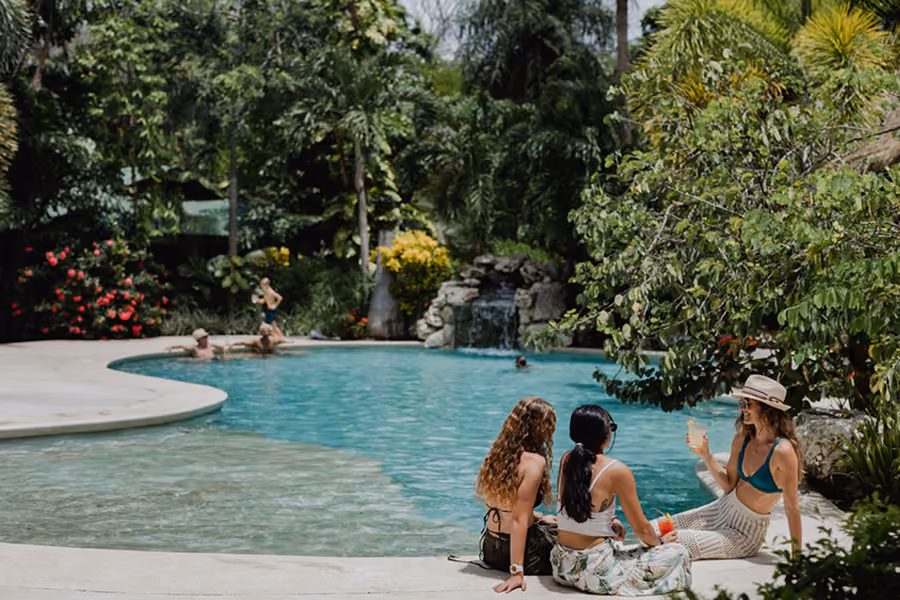 Two pools for guest downtime between sessions