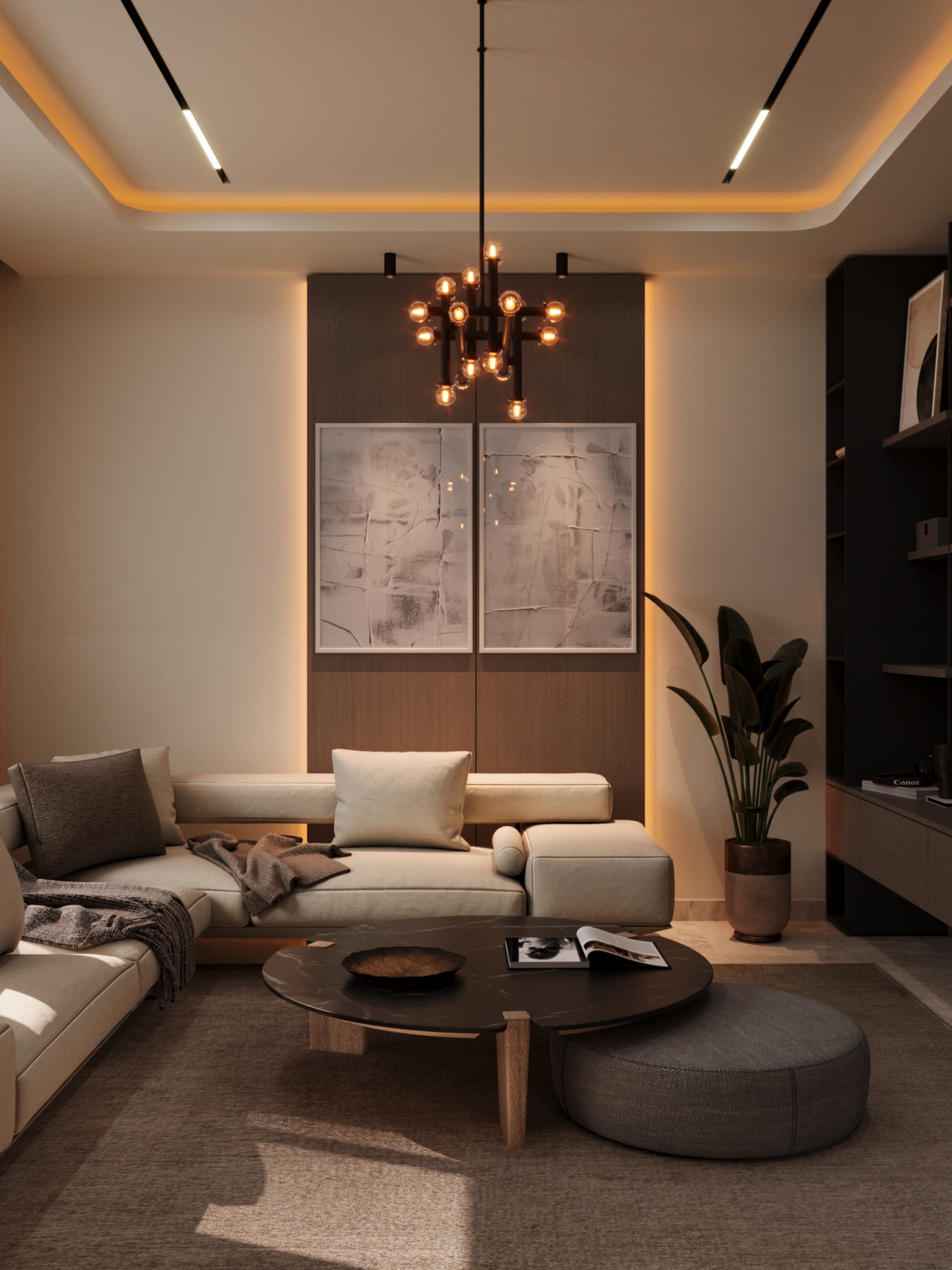 Photorealistic interior render of modern living room — 3ds Max & Corona Renderer