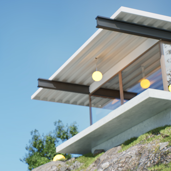 Exterior architectural render of contemporary villa — photorealistic 3D visualisation