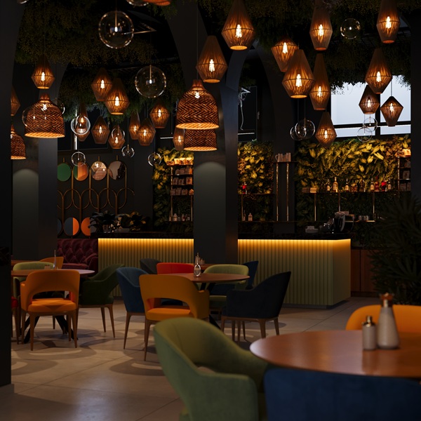 Realistic interior lighting simulation for a coffeeshop project — Corona Renderer