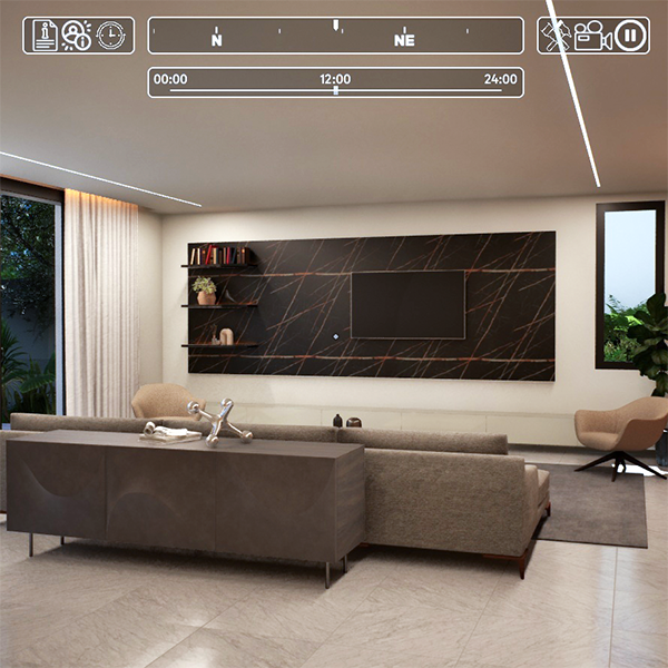 Real-time interactive walkthrough screenshot — Unreal Engine 5 architectural visualisation