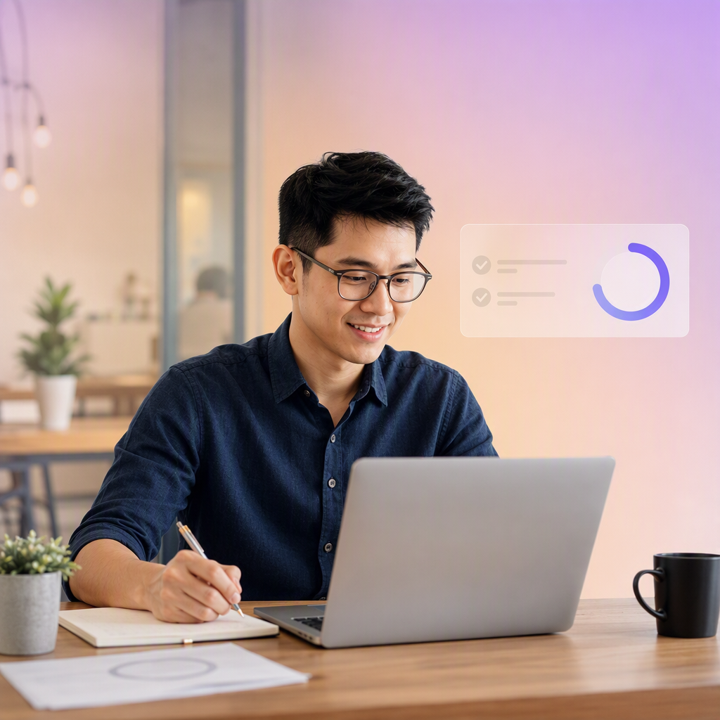 New employee practicing a workplace scenario with an AI coach