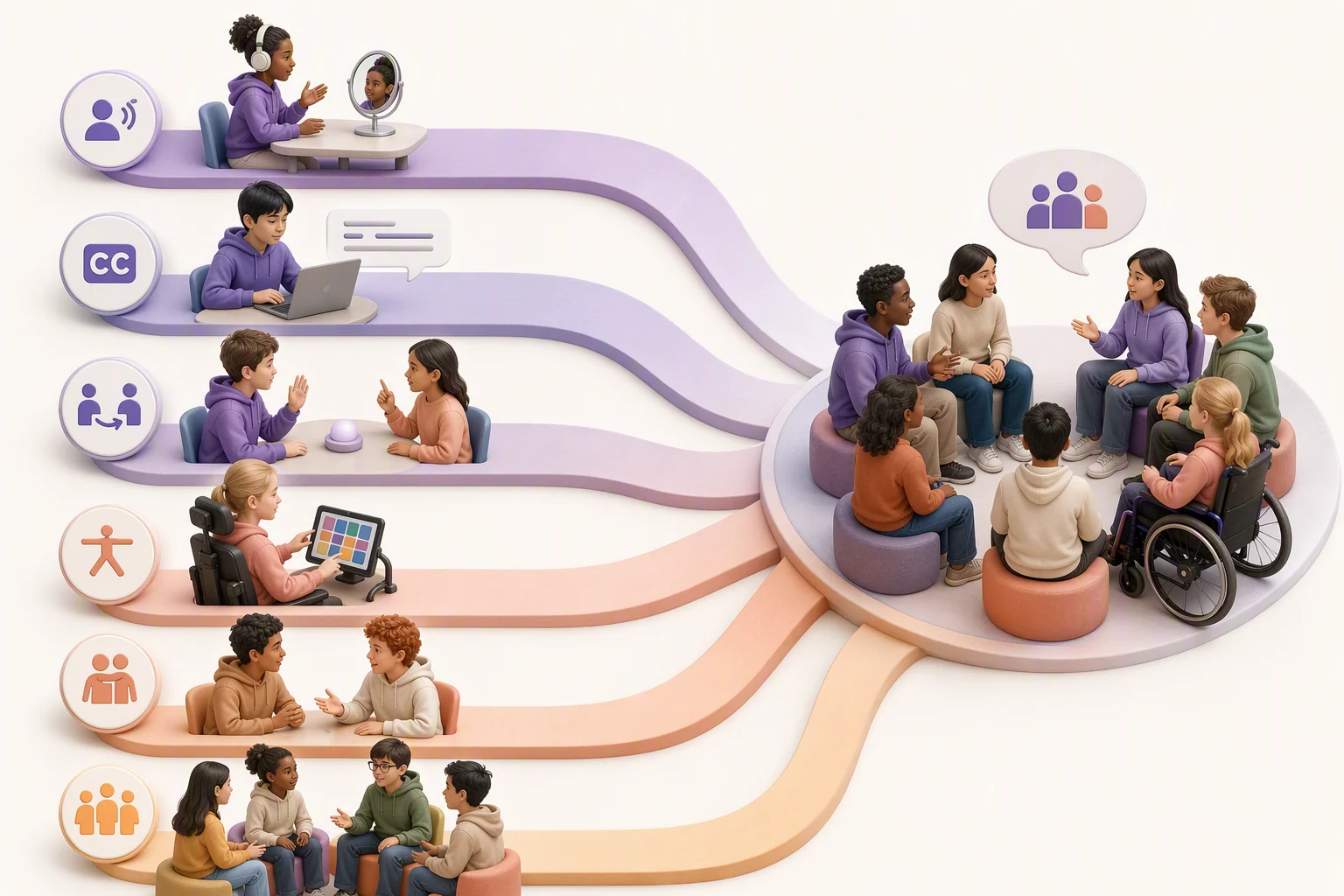 Multiple accessible pathways from private preparation to student speaking participation