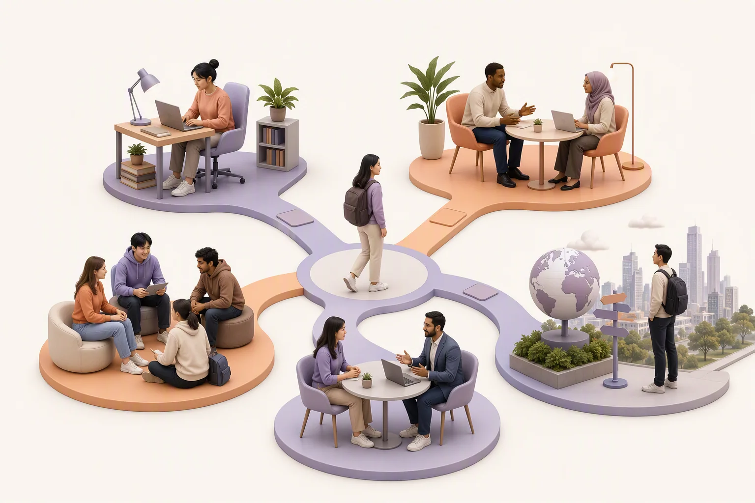 International student communication support pathway across study and career