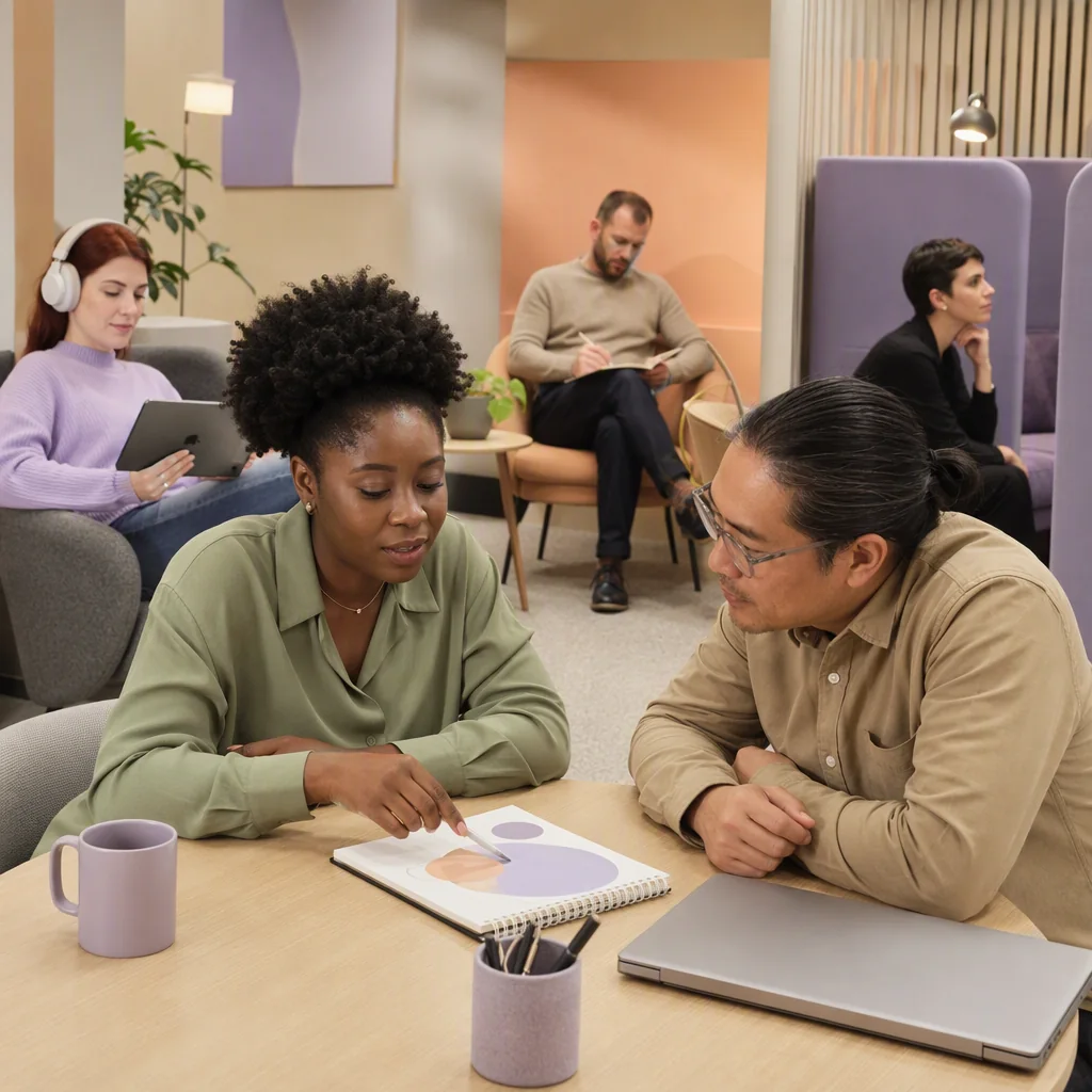 Professional choosing an accessible format for career conversation practice