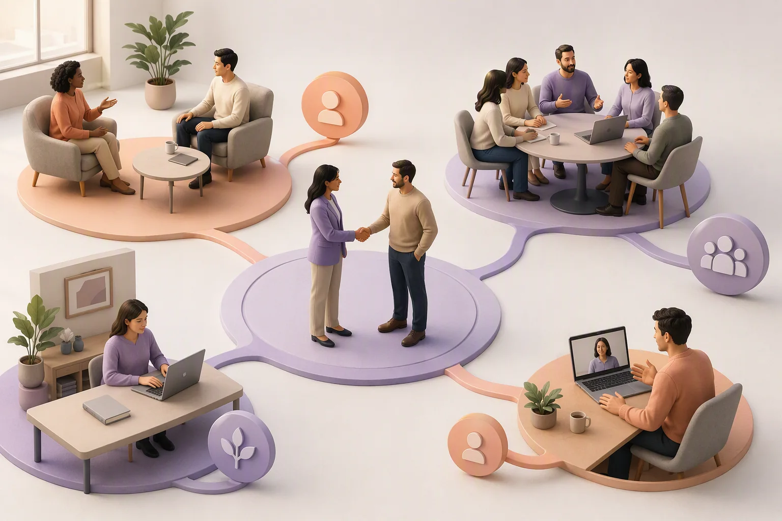 Employer trust pathway connecting fair separation, outplacement, privacy, alumni, and future reputation