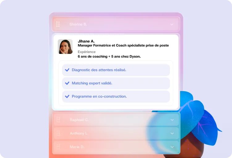 Interface Sinéa de diagnostic, progression de l'apprenant et question d'auto-évaluation