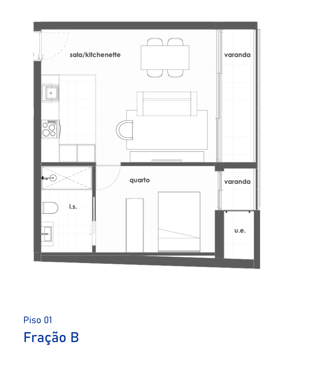 Planta Fração B, Piso 1, Recarei