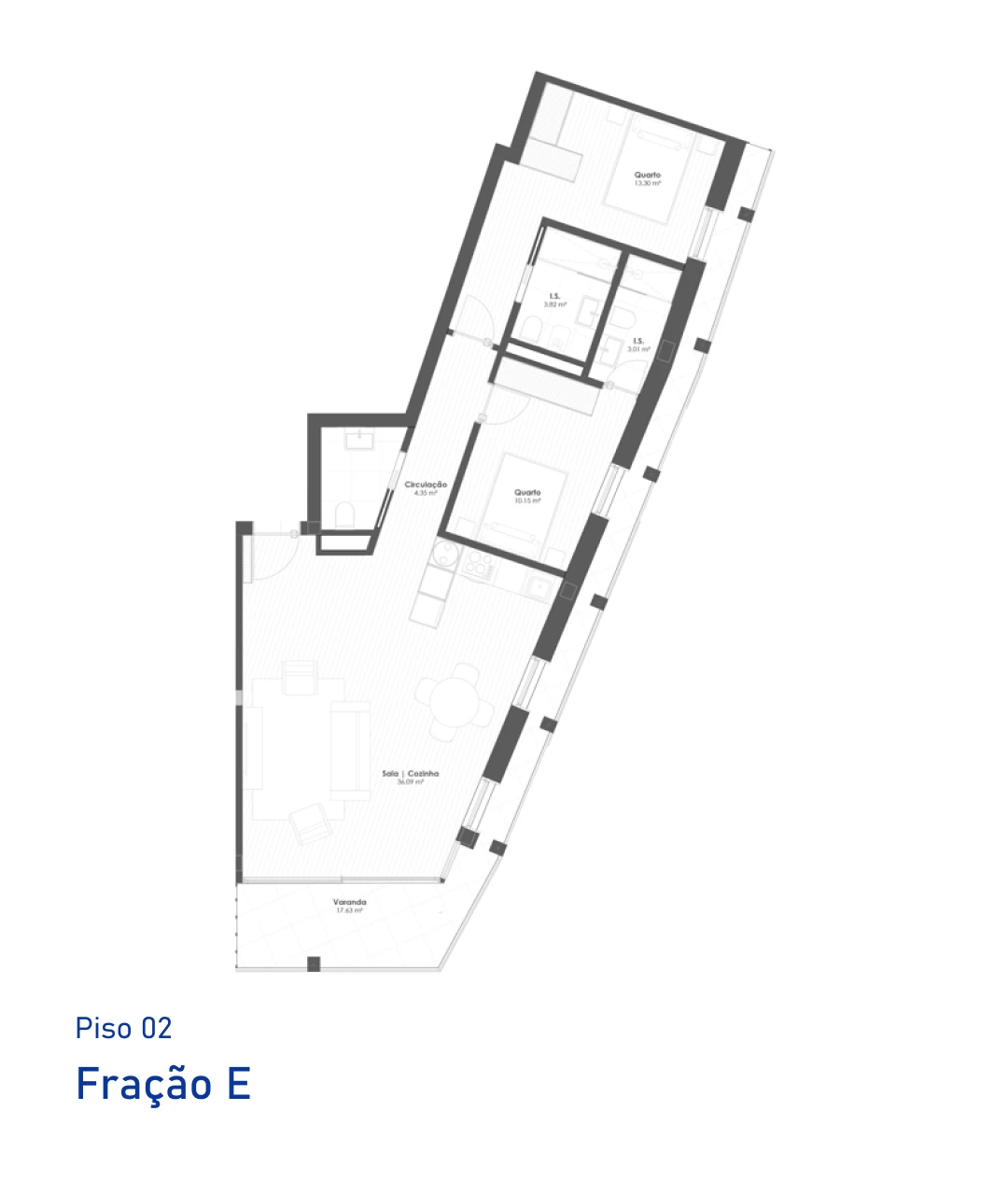 Planta Fração E, Piso 2, T2, Eleven