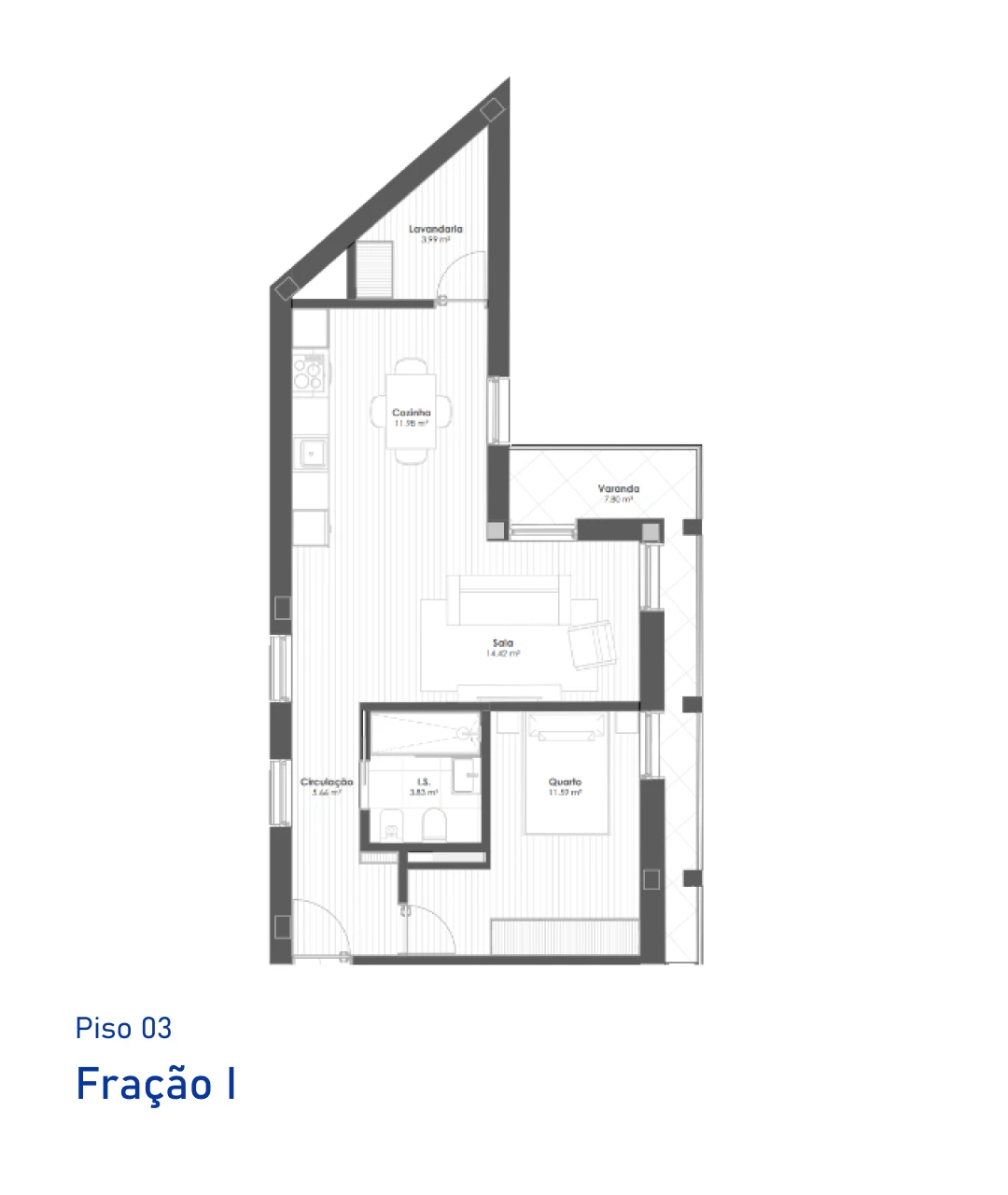 Planta Fração I, Piso 3, T1, Eleven