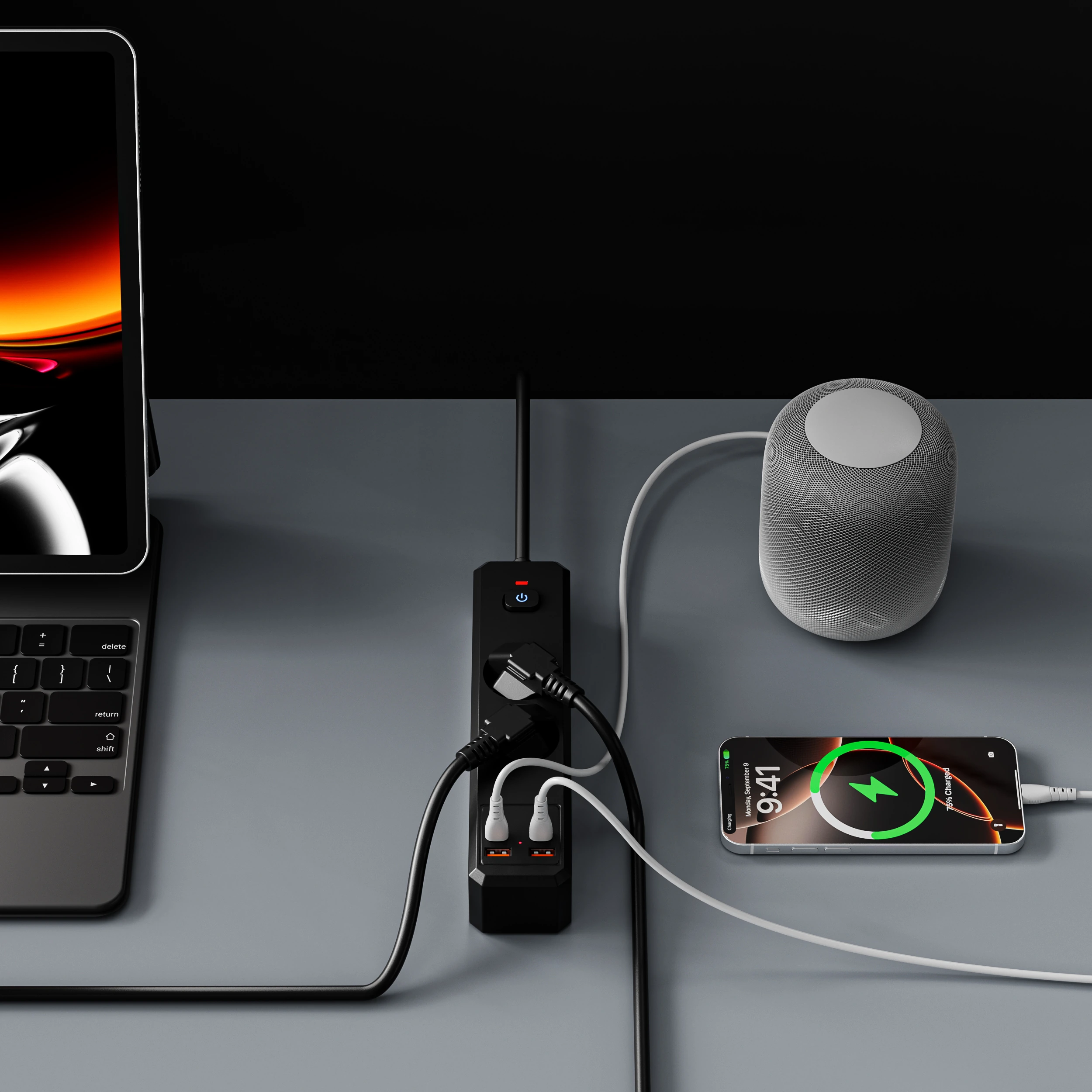 XR-EU-A2U power strip charging connected devices