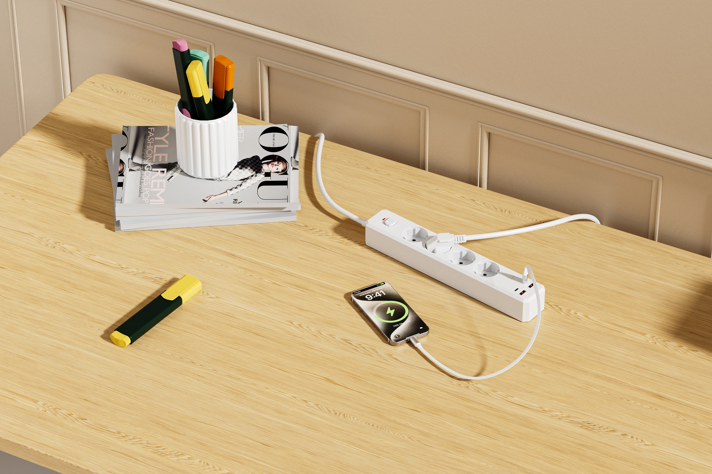 XR-EU-A4U power strip in a living space