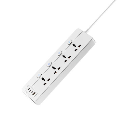 XR-WNC-B4U universal socket power strip angled front view