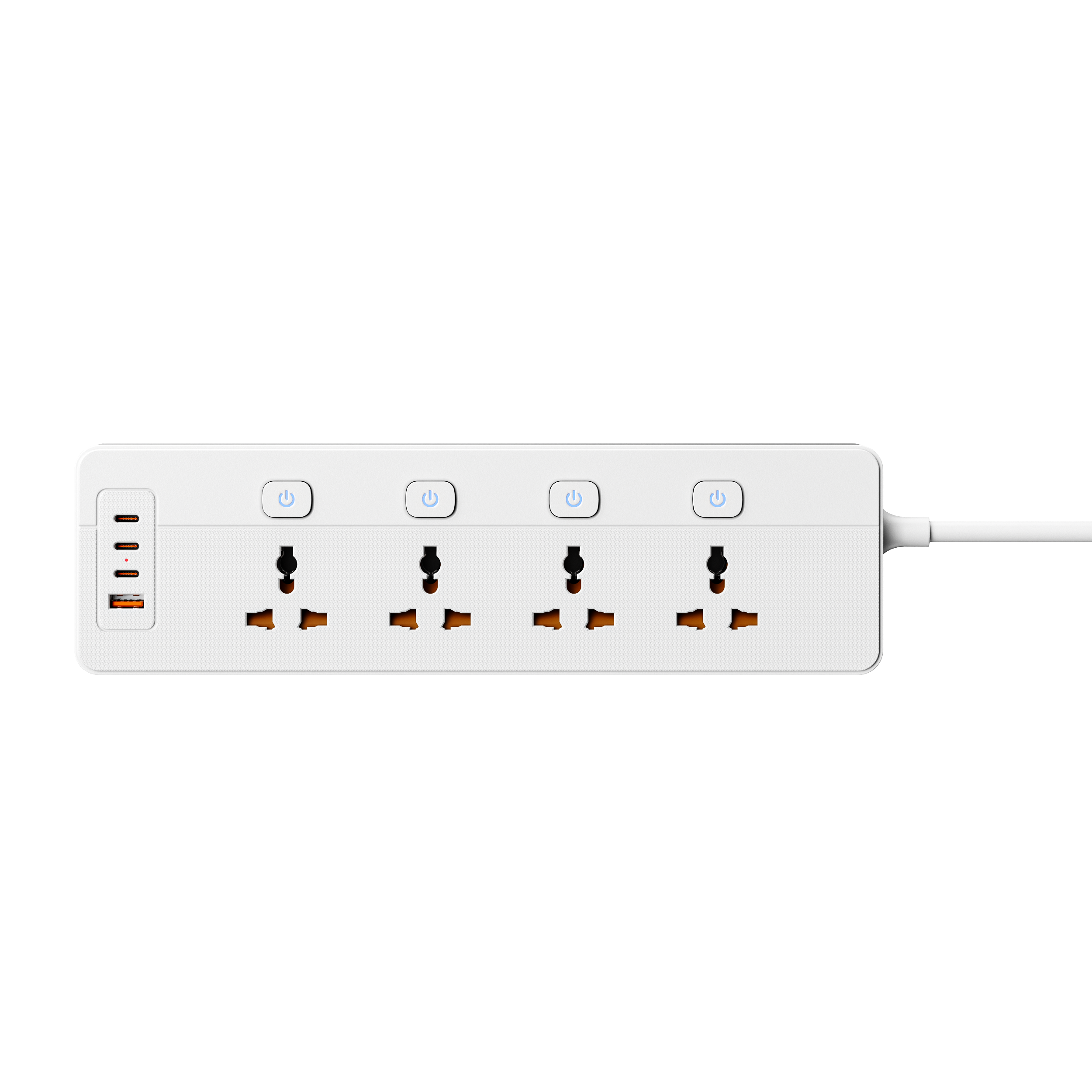 XR-WNC-B4U universal socket power strip front view