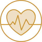 Heart shape with a protective shield symbol inside a circle, representing health protection.