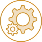 Icon showing a small cube in front of a larger dashed-outline cube inside a circle.