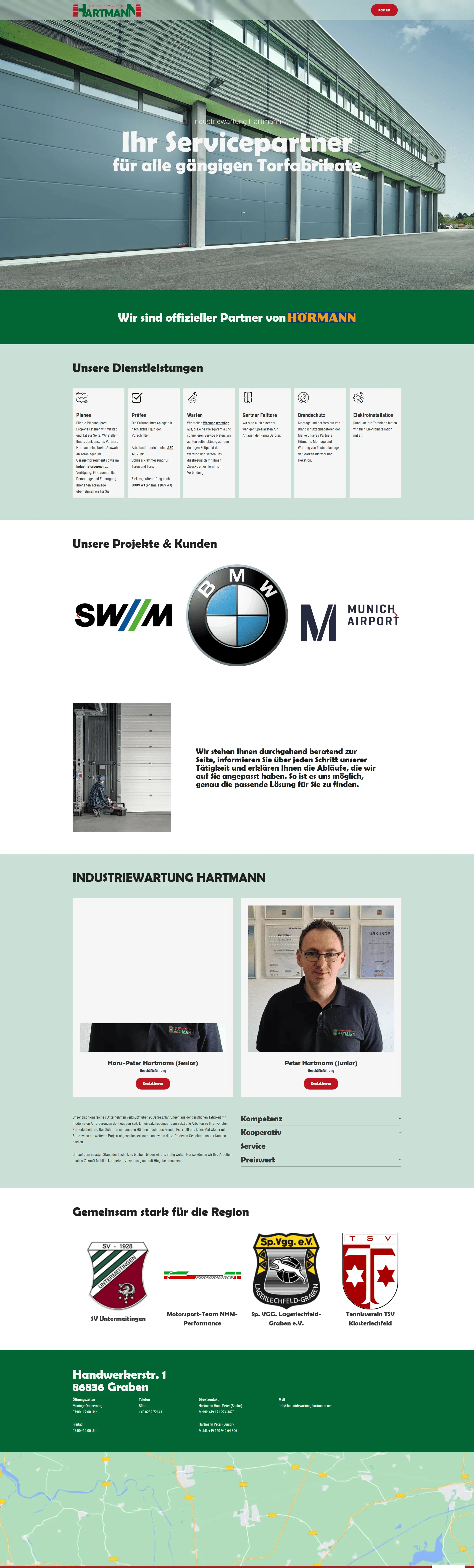 Ein Screenshot der neuen Industriewartung Hartmann Website