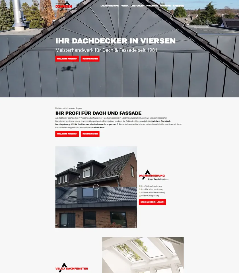 Startseite der Website von Dohmesen Dach aus Süchteln