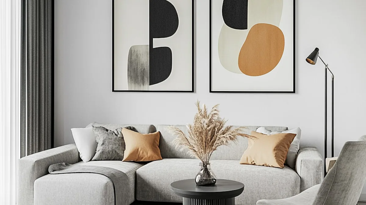Compact living room with minimalist furniture and natural light