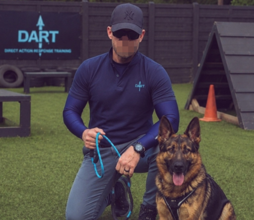 K9 handler training with a German Shepherd, DART Ireland