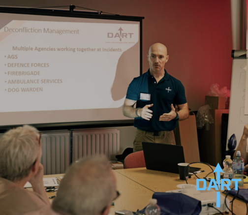 Instructor leading conflict management and de-escalation training, DART Ireland