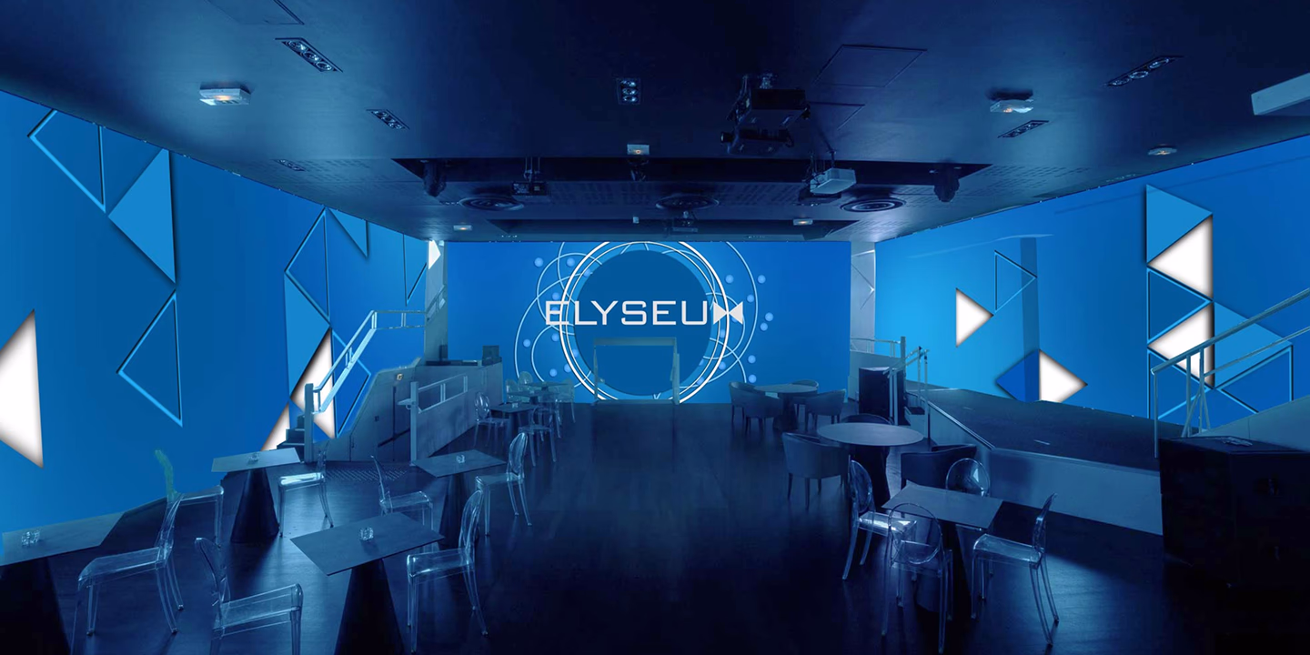 Salle de l'Elyseum affichant une projection immersive