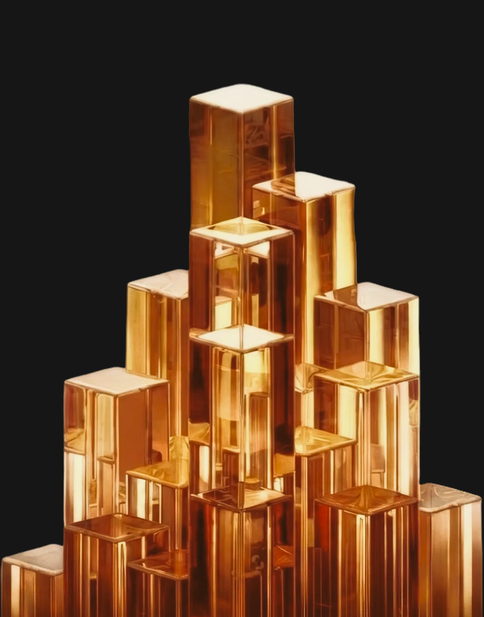 Amber glass towers 3D composition