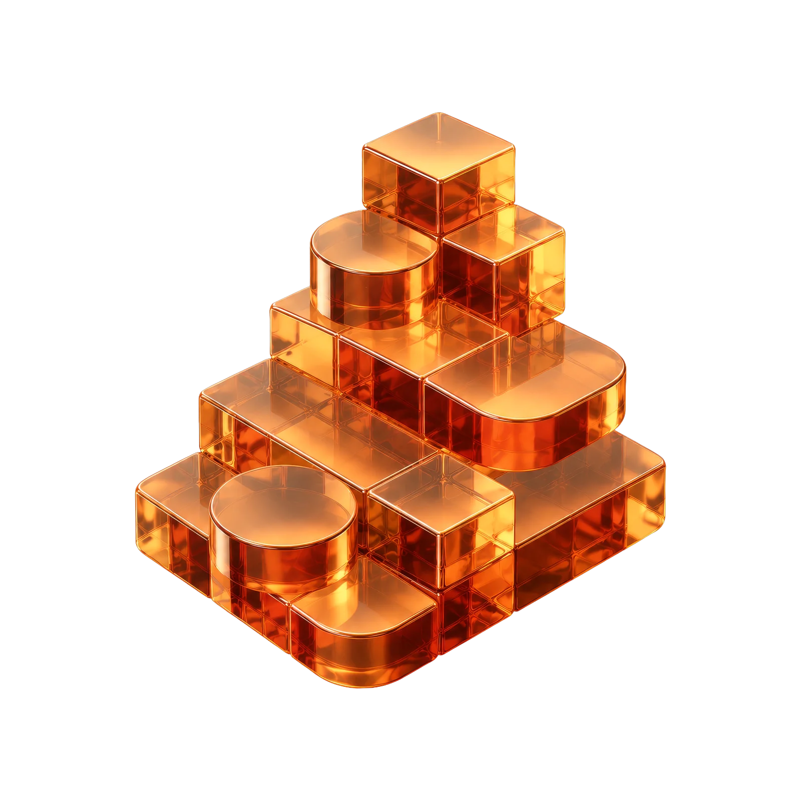 Amber glass 3D composition