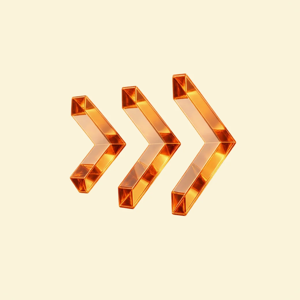 Three glass chevrons growing in size, speed and depth to match your question