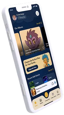 Smartphone screen showing a superhero-themed app with avatars, plans, and recent activities.