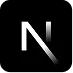 Stylized white letter N with diagonal line on black background
