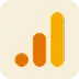 Google Analytics logo with three orange bars on a light square background.