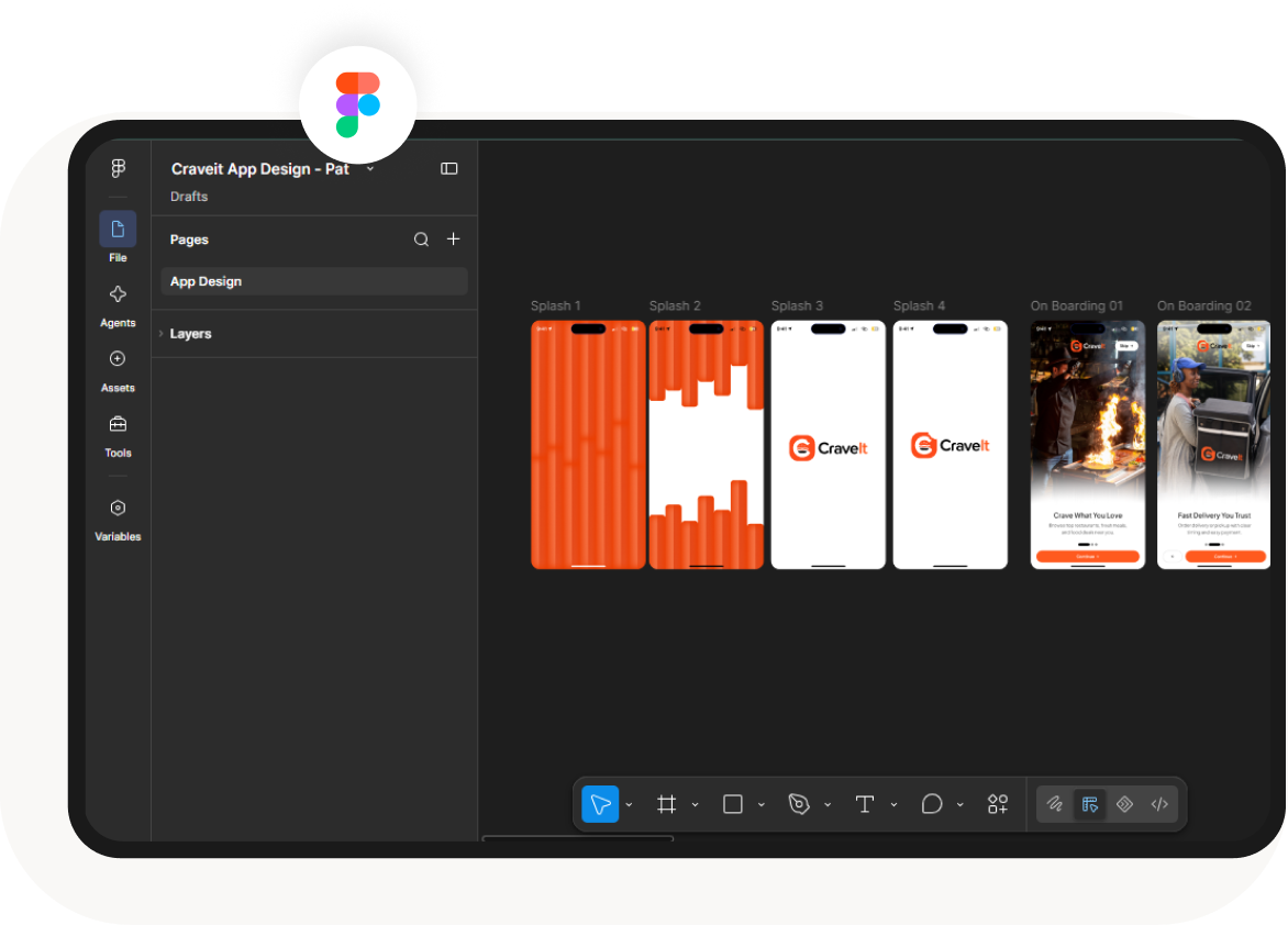Logo design process showing sketches, refined concept, final logo, construction, clear space, size, and color palette.