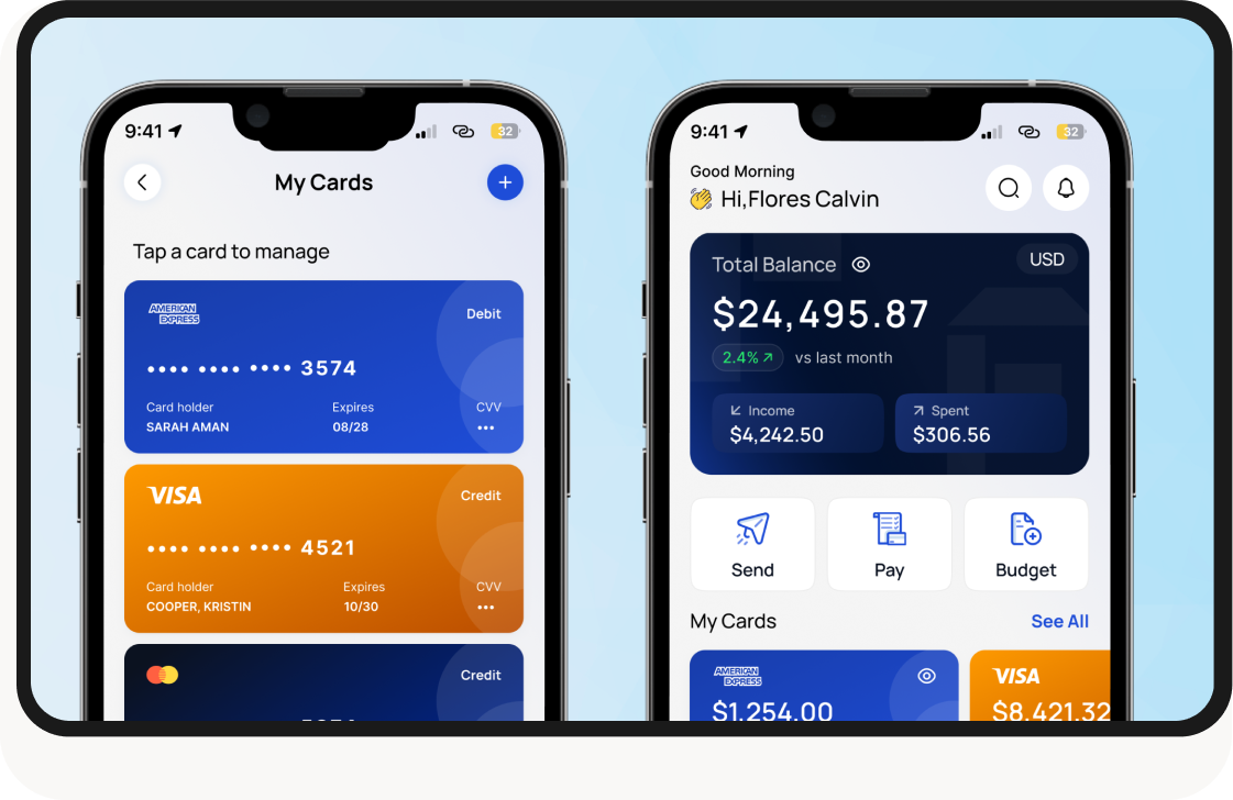 Flown logo, smartwatch showing task tracker app, and yellow card with cartoon and text Stay Organized.