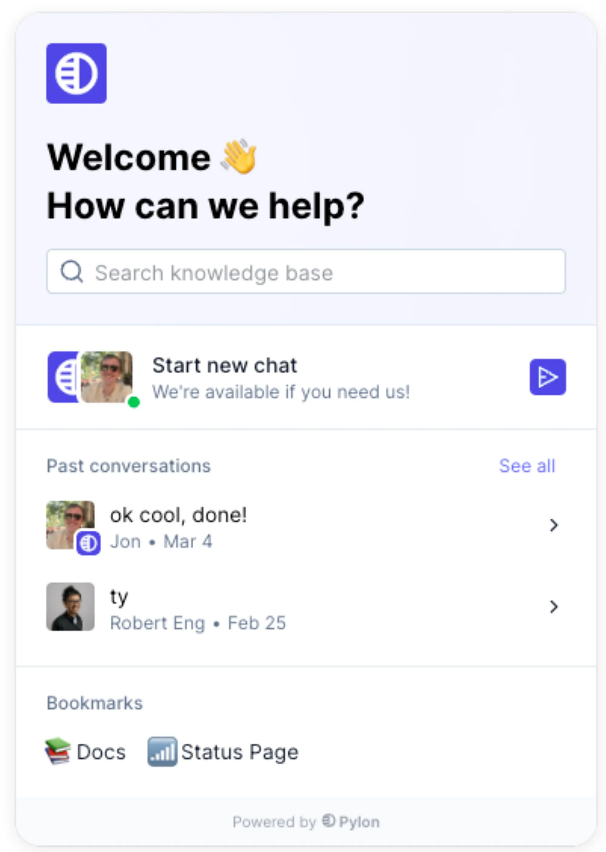 welcome message