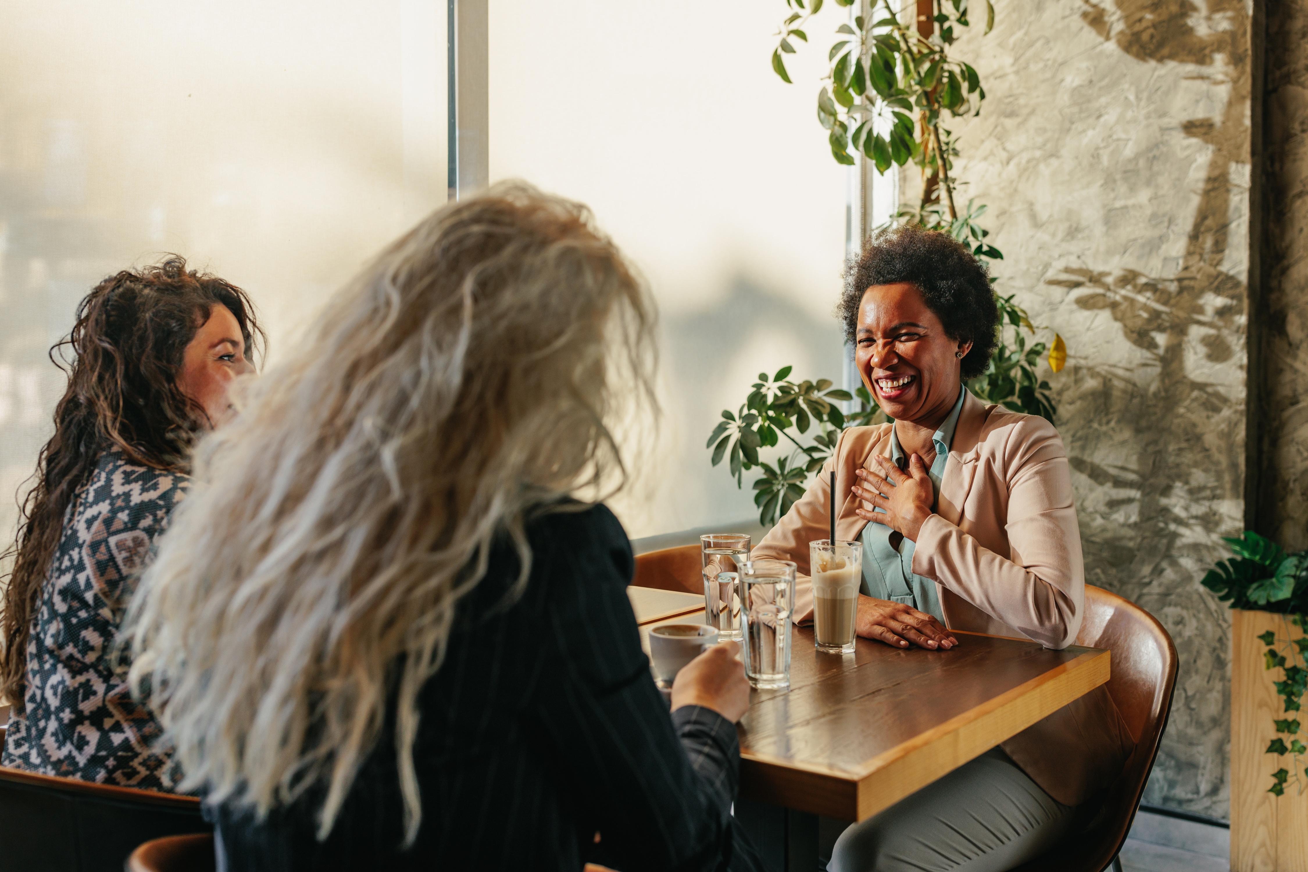 Friends eating out stock image