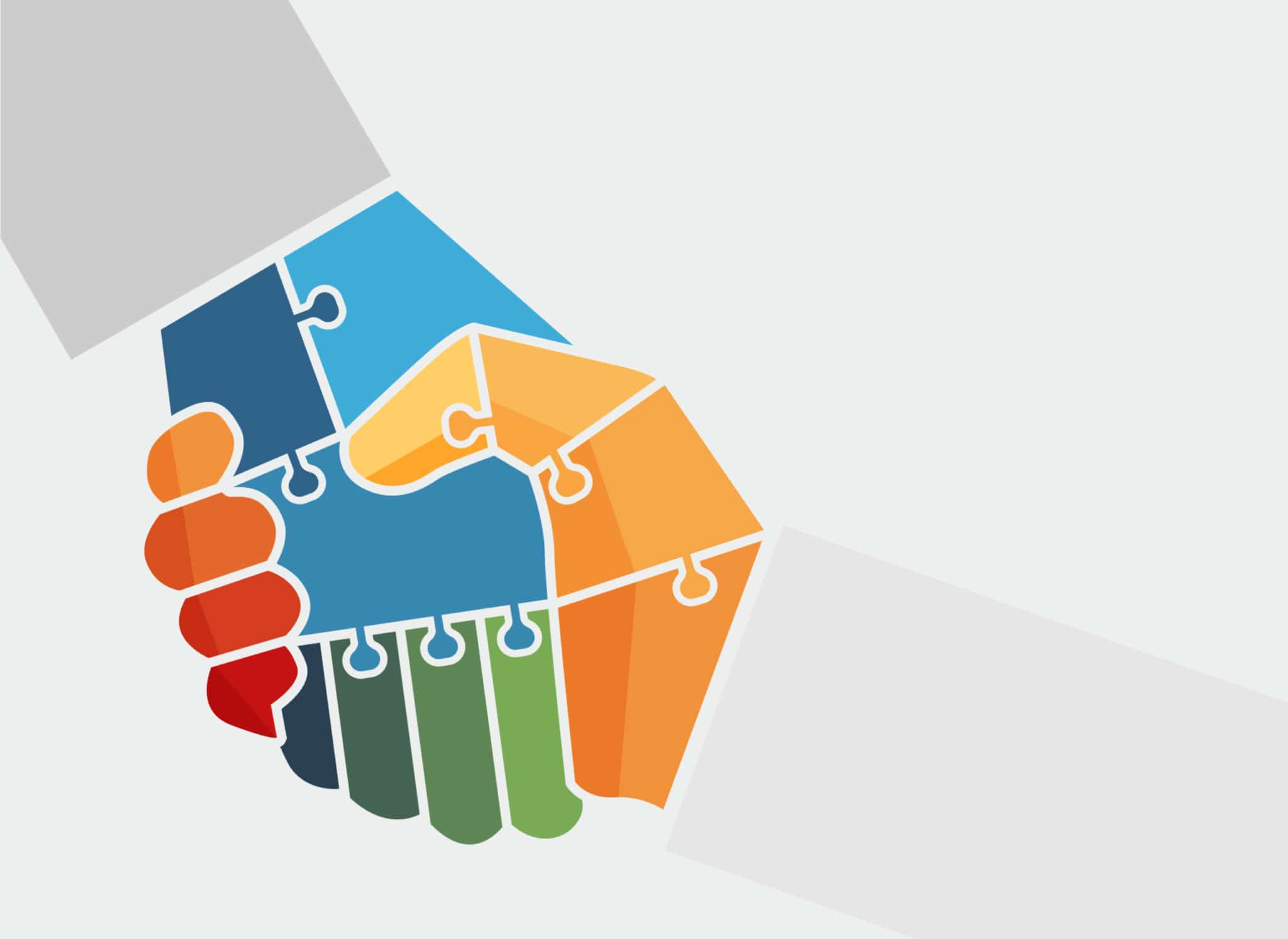 The Marhaba mark, two hands clasped and built from interlocking puzzle pieces | Brand Creation and Internal Communications, Advanced Electronics Company