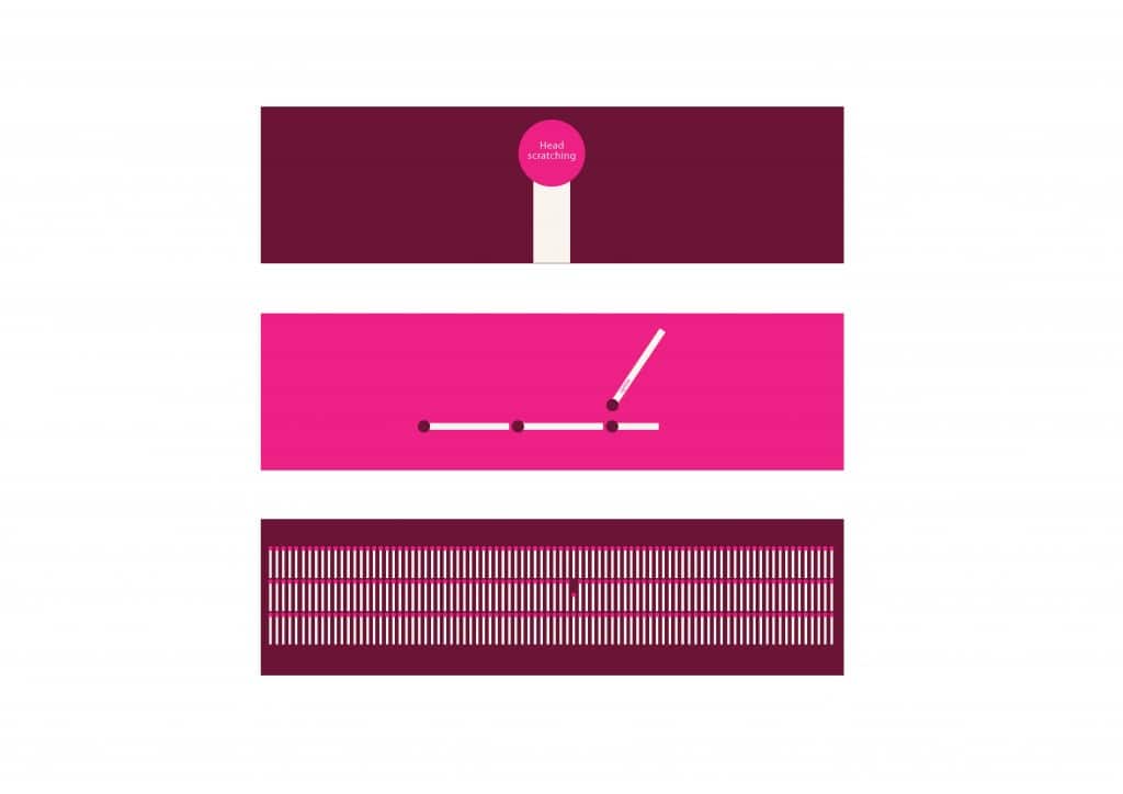 Matchstick graphic devices built from the struck-match line motif in pink and burgundy | Sports and Education Brand Creation, Matchstick Media