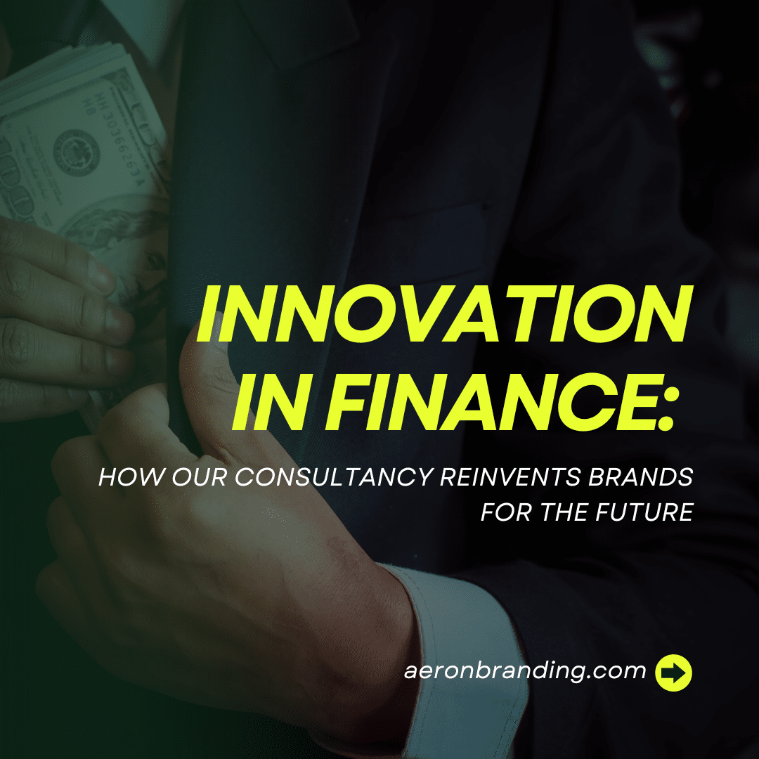 Social graphic headed Innovation in Finance, how our consultancy reinvents brands for the future.