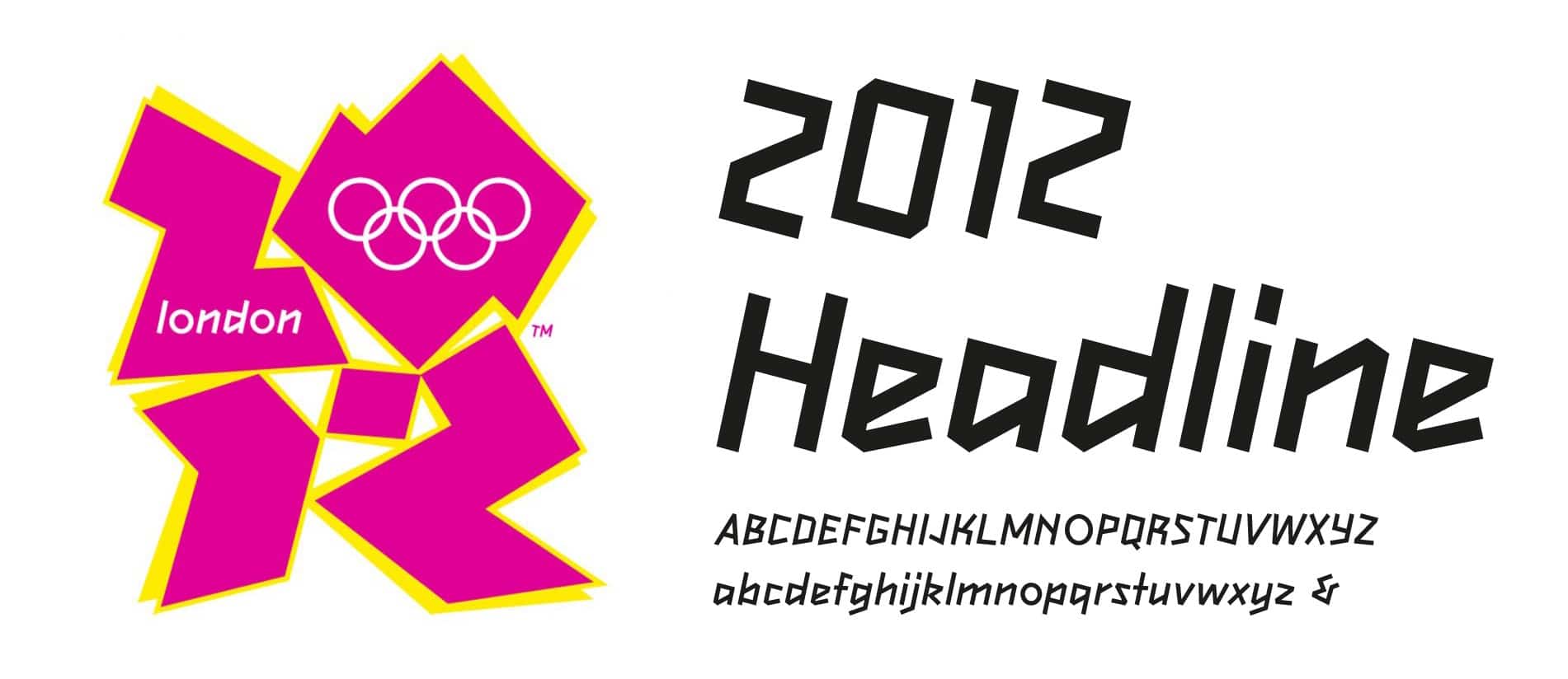 The London 2012 Olympic Games logo shown with the 2012 Headline typeface and its full character set.