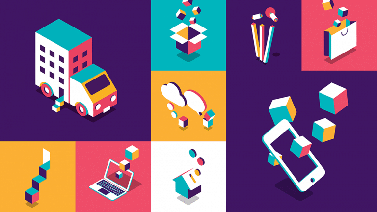 A grid of isometric NatWest illustrations covering property, payments, saving and mobile banking.