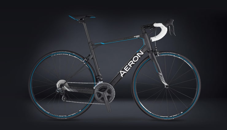 A black carbon road bicycle carrying Aeron branding, used to illustrate a point about brand extension into unfamiliar categories.