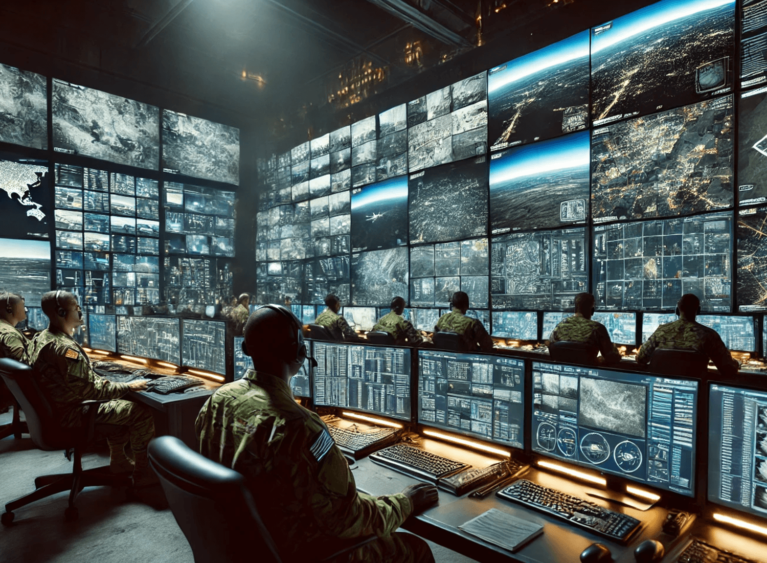 AI-enabled defence operations centre supporting defence communications and strategic decision-making.
