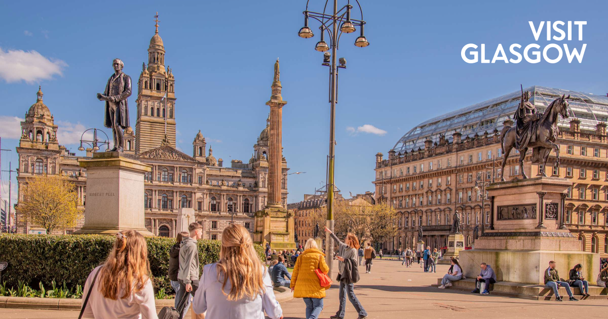 Residents enjoying Glasgow's public spaces, demonstrating how destination branding strengthens reputation, community pride and quality of life.