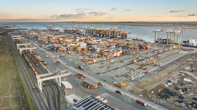 DP World integrated port and logistics infrastructure connecting maritime, rail and road transportation.