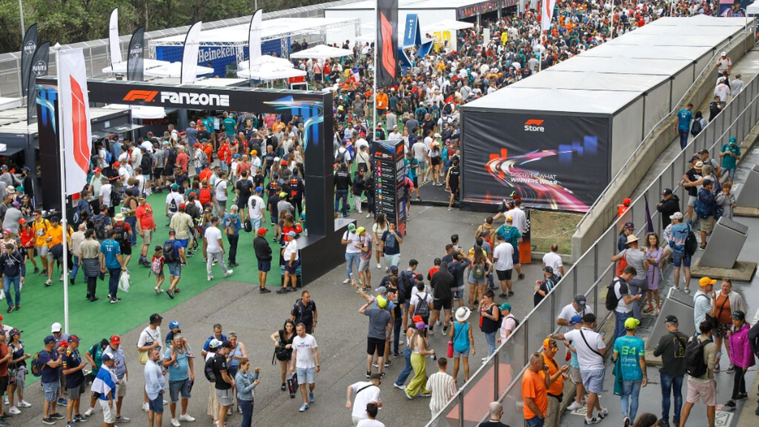 Formula 1 fan experience demonstrating sports branding, audience engagement and live event experience.