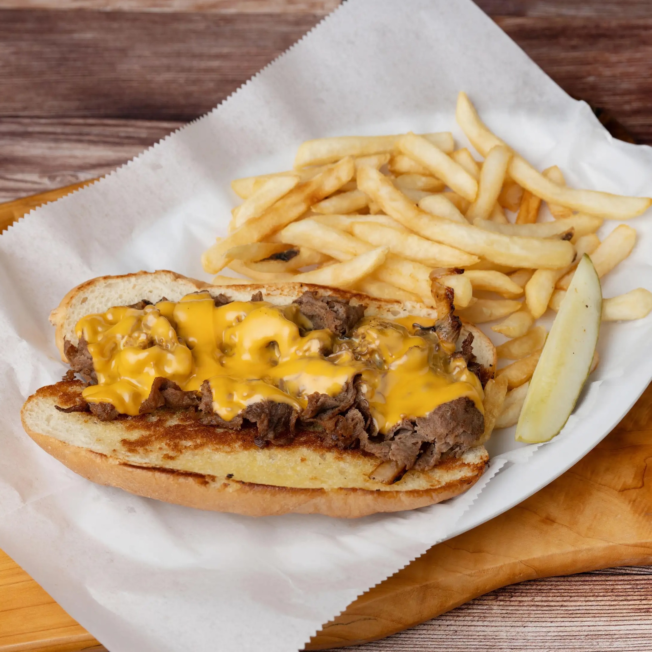Philly Cheesesteak with fries