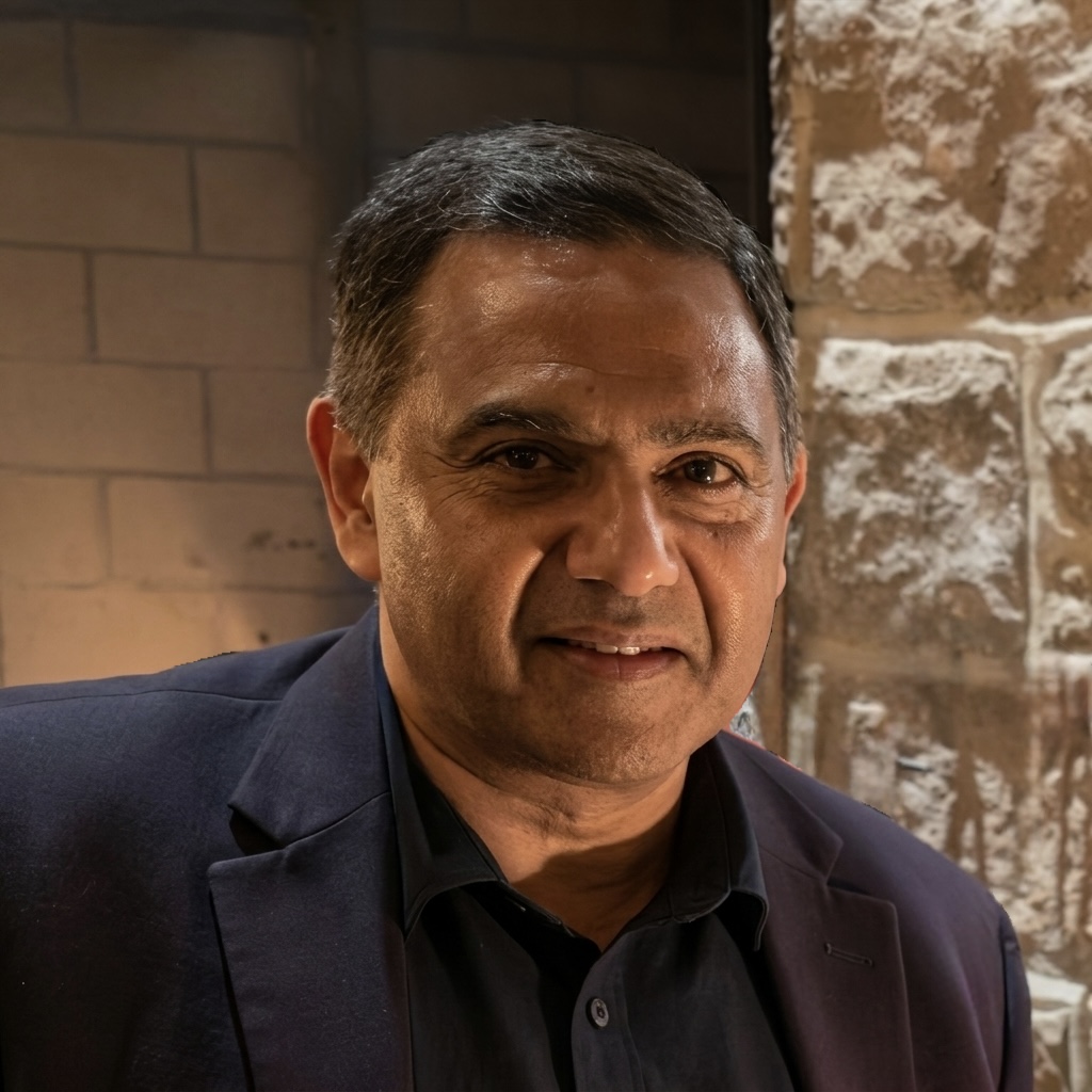 Black and white portrait of Amit Basu