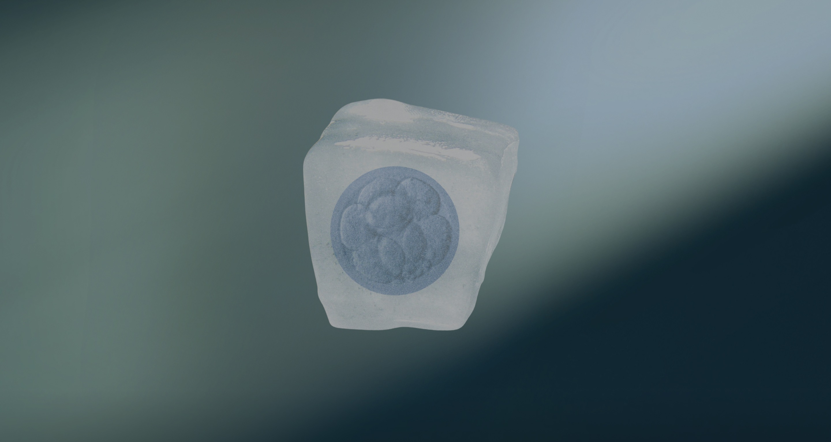 Óvulo vitrificado representado en un cubo de hielo